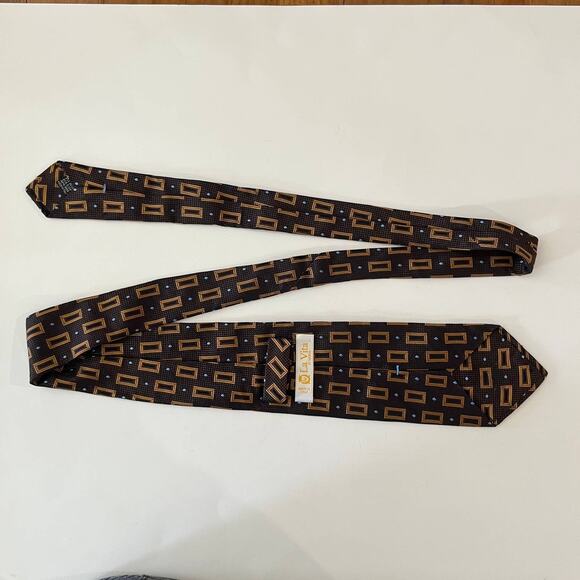 La Vita Di Moda Silk Necktie Brown Gold Blue Italy - Picture 5 of 8
